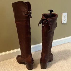 Frye Boots - women’s size 7. Knee high with optional fold down. Mahogany leather